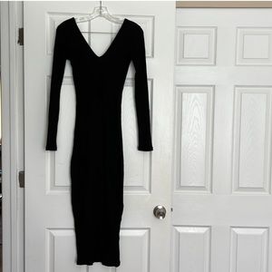 NA-KD Black Ribbed Midi Dress XXS
